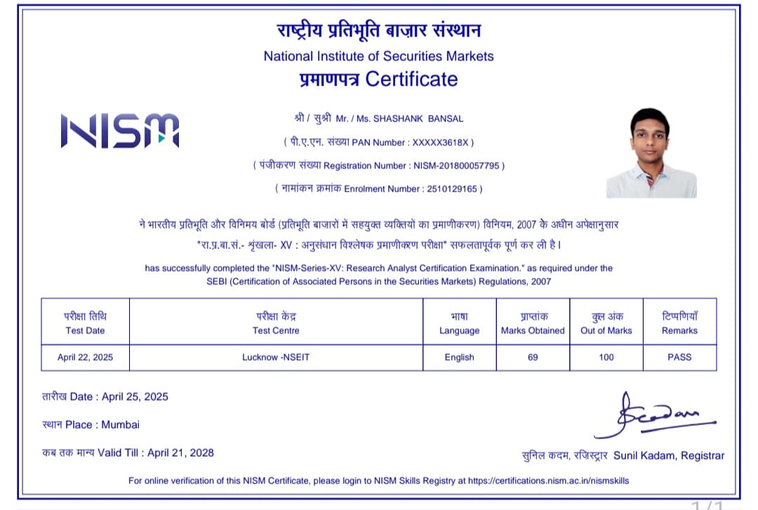 NISM Series XV Research Analyst Certification